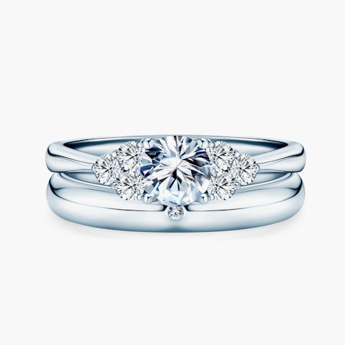 Obrączki Fairytale: białe złoto, biały szafir, półokrągłe, 3 mm i 4 mm